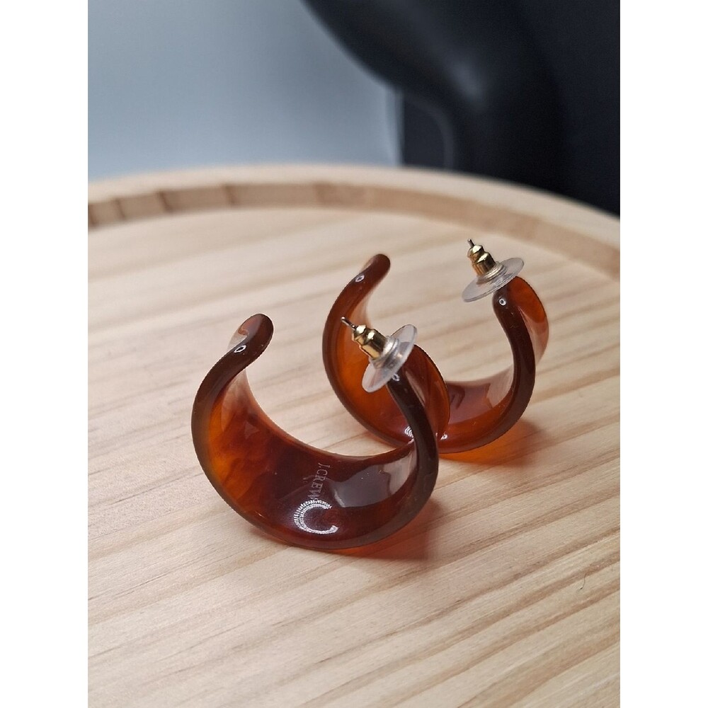 J. Crew Amber Tortoiseshell Chunky Resin Hoop Earrings